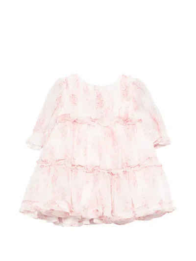 Patachou Babies' Round-neck Ruffled Dress In Pink