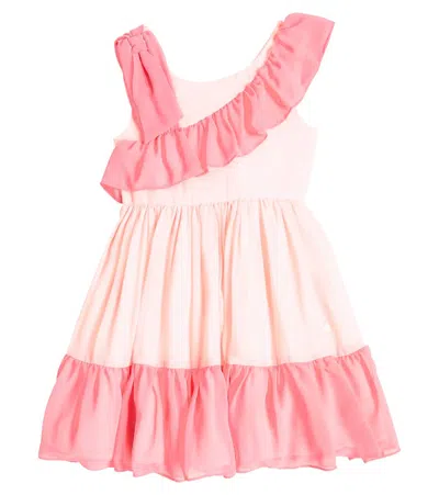 Patachou Kids' Ruched Chiffon Dress In Pink