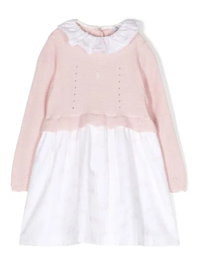Patachou Babies' Ruffle-collar Long-sleeve Dress In Pink