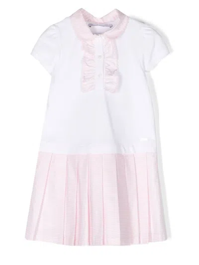Patachou Kids' Ruffle-detailing Pleated Dress In White