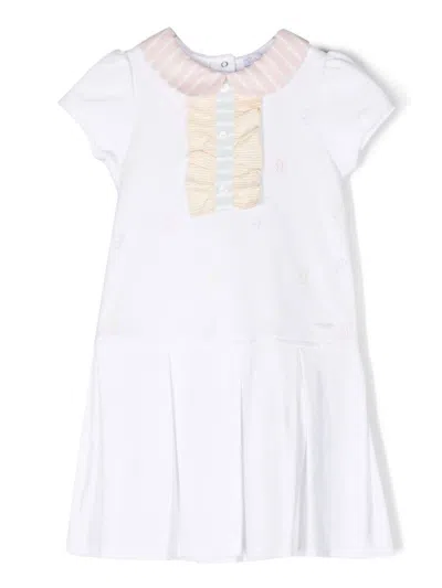 Patachou Kids' Ruffle-detailing Pleated Dress In White