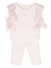 Patachou Ruffle-trim Cotton Tracksuit In Pink