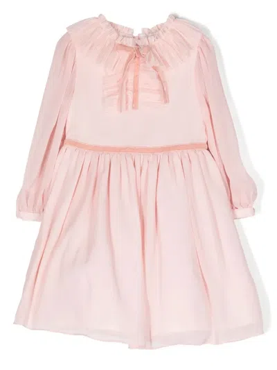 Patachou Kids' Ruffled Chiffon Midi Dress In Pink