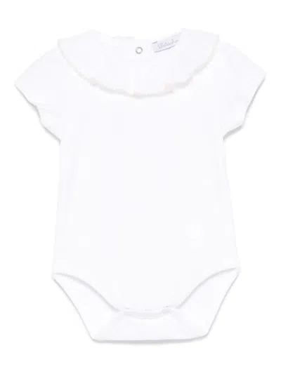 Patachou Babies' Ruffled-collar Body In 白色