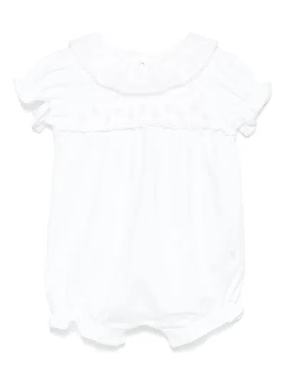 Patachou Babies' Ruffled Romper In 白色