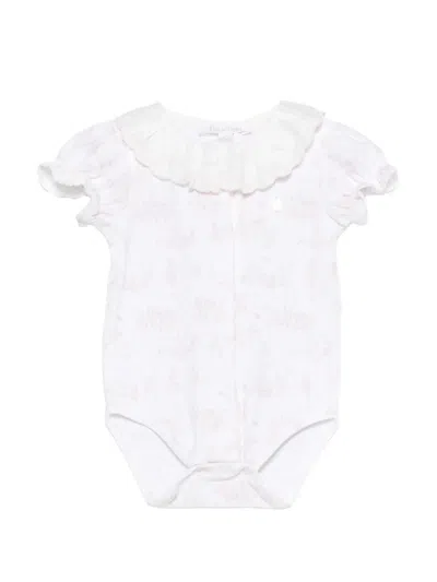 Patachou Ruffled Toile De Jouy Babygrow In White