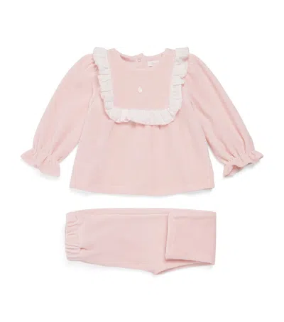 Patachou Kids' Ruffled Top And Trousers Set In Pink