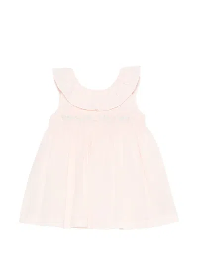 Patachou Kids' Ruffled-collar Embroidered Dress In Pink