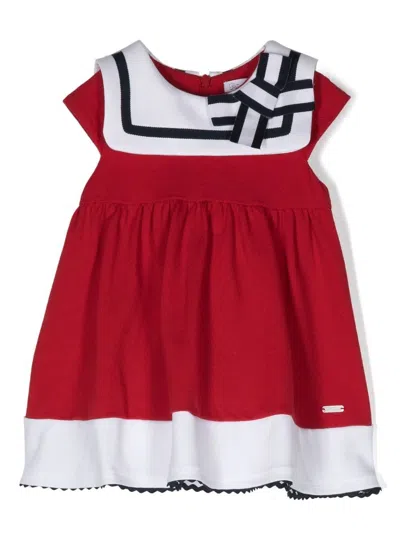 Patachou Babies' Sailor Collar Sleeveless Dress In Red