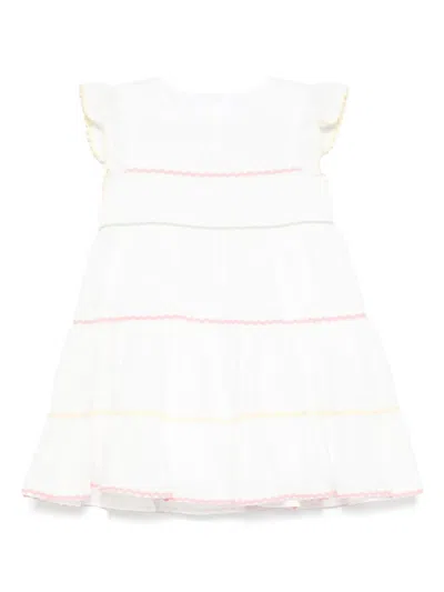 Patachou Babies' Scallop-detail Dress In 白色