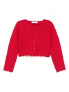 Patachou Scallop-edge Cardigan In Red