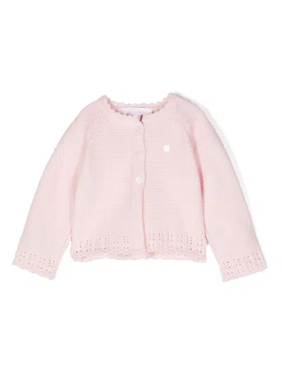 Patachou Babies' Scallop-edge Cotton Cardigan In Pink