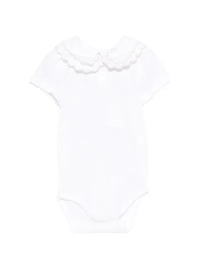 Patachou Scalloped Collar Babygrow In White