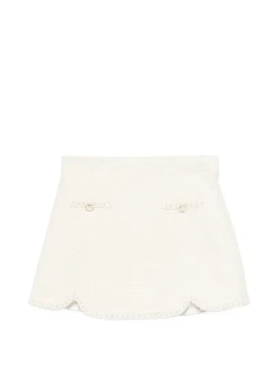 Patachou Kids' Scalloped Tweed Skirt In Neutral