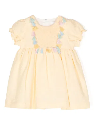 Patachou Babies' Seersucker Cotton Dress In Yellow