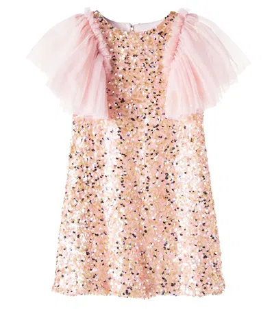 Patachou Kids' Sequined Dress In Beige