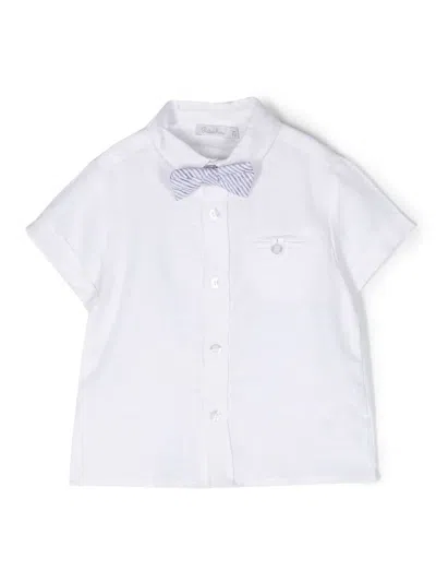 Patachou Kids' Short-sleeved Linen Shirt In White