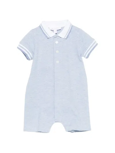 Patachou Babies' Short-sleeve Rompers In Blue