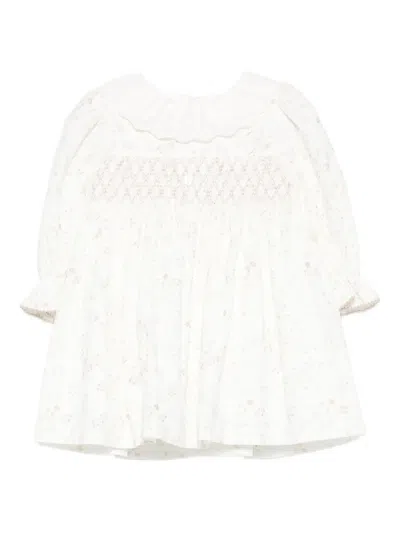 Patachou Babies' Smocked Floral-pattern Dress In White