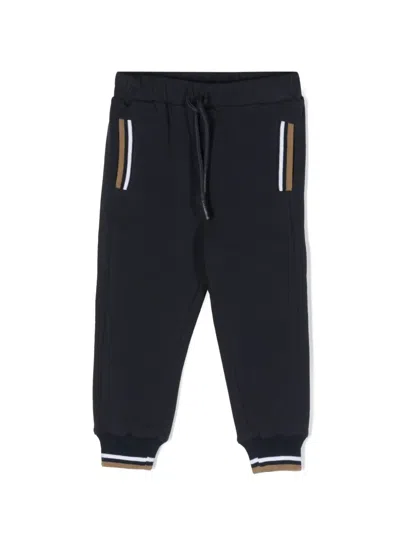 Patachou Babies' Stripe-detail Drawstring Track Pants In Blue