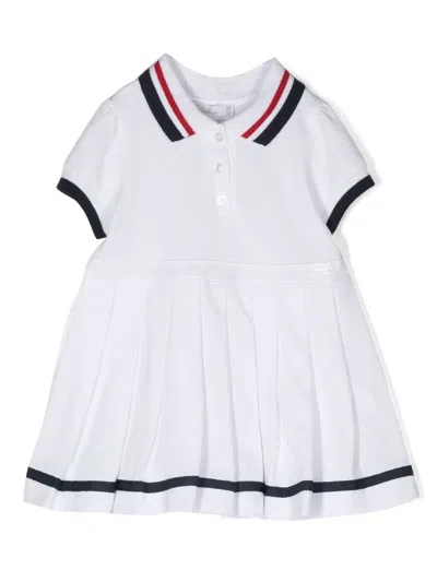 Patachou Babies' Stripe-detail Polo-collar Dress In White