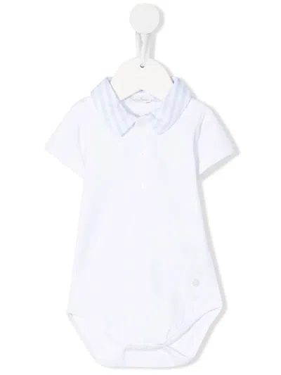 Patachou Babies' Stripe-print Collar Polo Body In White