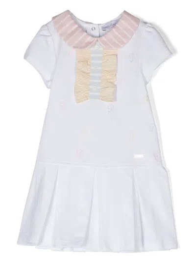 Patachou Babies' Stripe-print Jersey-knit Dress In White
