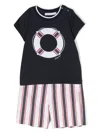 Patachou Stripe-print Short Set In Blue