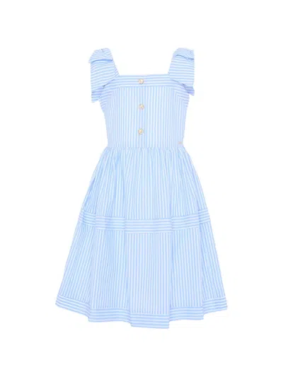 Patachou Kids' Striped Bow-detail Dress In Blue