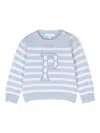 Patachou Striped Cotton Jumper In Blue