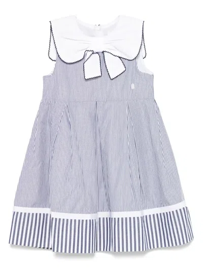 Patachou Striped Dress In 白色