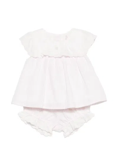 Patachou Babies' Striped Ruffled Shorts Set In White
