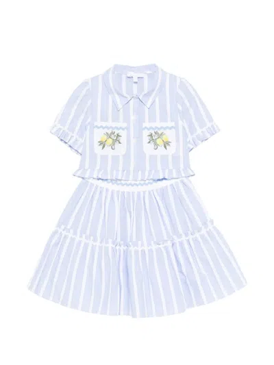 Patachou Kids' Striped Ruffled Skirt In Blue