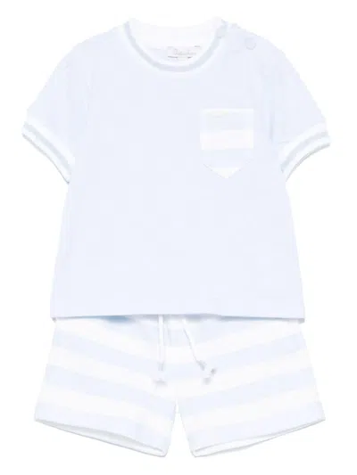 Patachou Babies' Striped Shorts Set In 蓝色