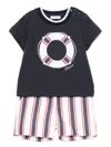 Patachou Striped Shorts Set In Blue