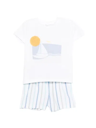 Patachou Kids' Striped Shorts Set In White