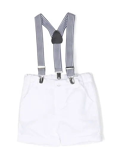 Patachou Kids' Striped-suspender Cotton Shorts In White