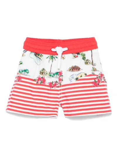 Patachou Babies' Striped Swim Shorts In Red