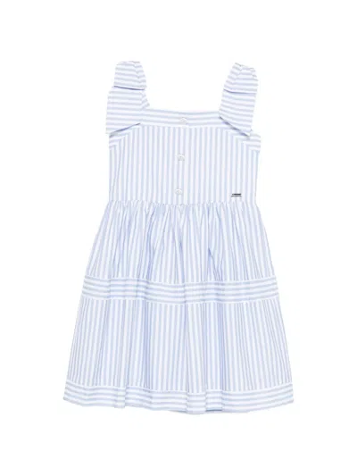 Patachou Kids' Stripe-pattern Bow-detail Dress In Blue