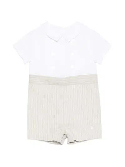 Patachou Babies' Stripes Buttoned Romper In White