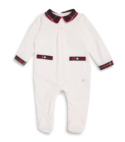 Patachou Tartan-collar All-in-one (0-24 Months) In White