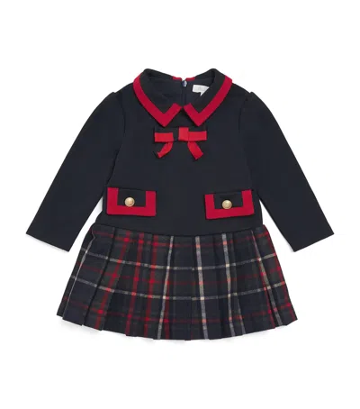 Patachou Kids' Tartan Pleated Dress In Black