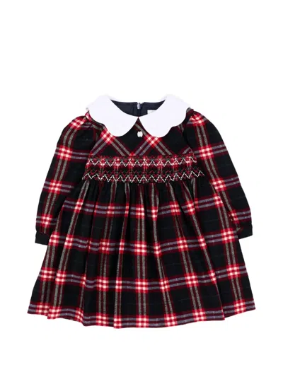 Patachou Babies' Tartan Smocked Dress In Black