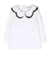 Patachou Tartan-trim Bib-collar Blouse In White