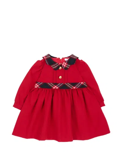 Patachou Babies' Tartan-trim Pleated Dress In Burgundy