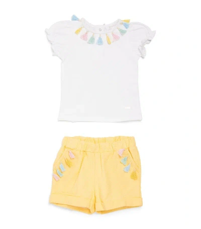 Patachou Tassel Top And Shorts Set (6-24 Months) In Yellow