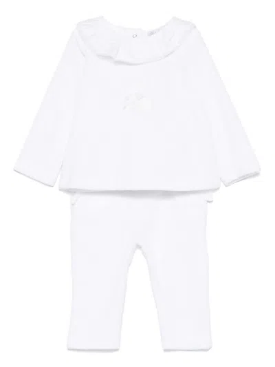 Patachou Babies' Teddy Bear-appliqué Trouser Set In 白色