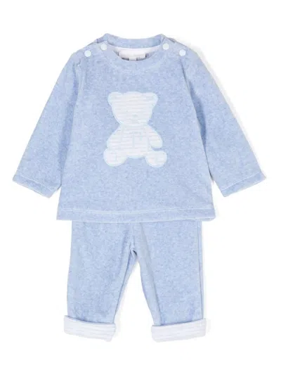 Patachou Babies' Teddy Bear-embroidered Tracksuit In Blue
