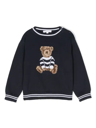 Patachou Babies' Teddy Bear-motif Jumper In Blue