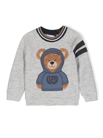 Patachou Kids' Teddy Bear-print Cotton Sweatshirt In Grey
